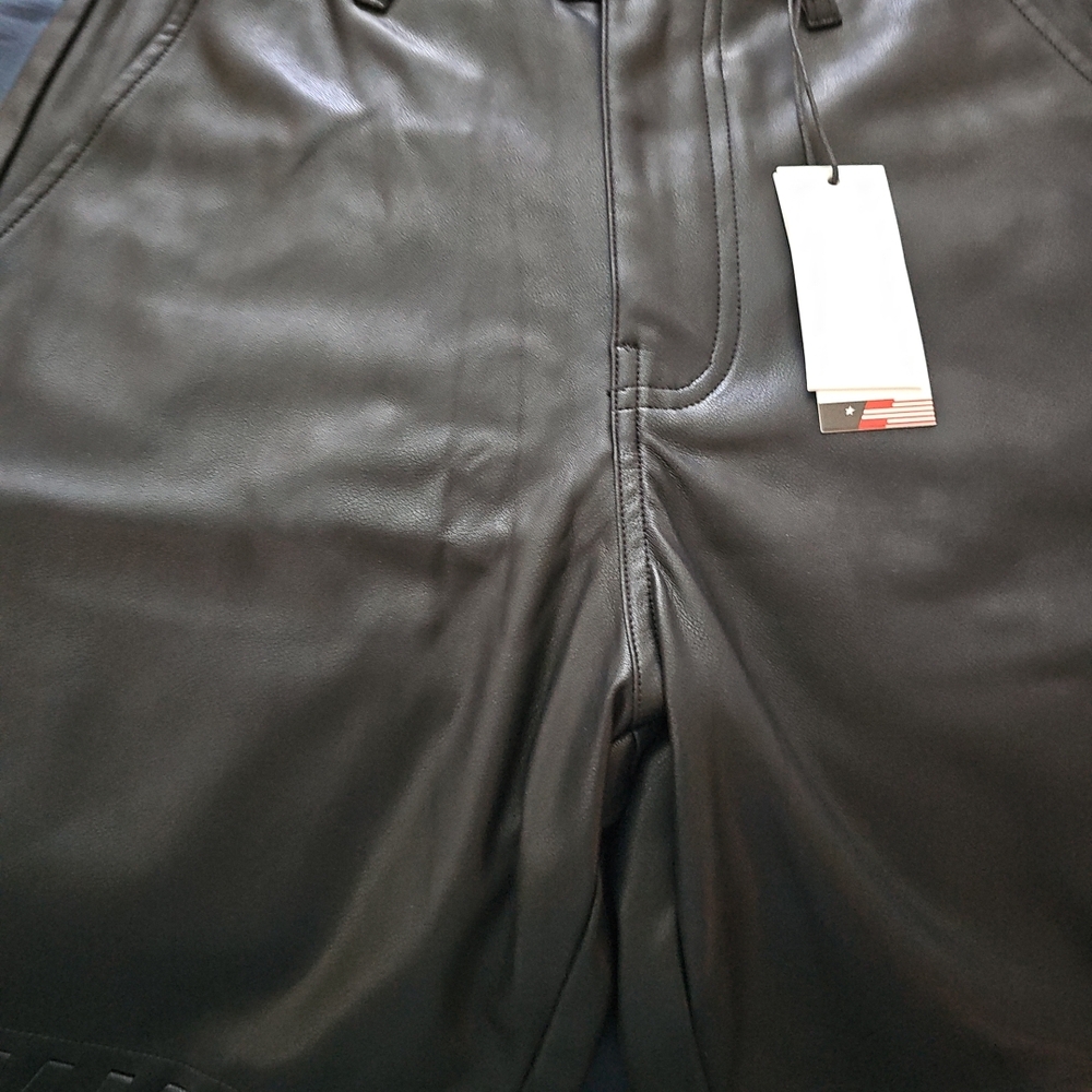 Women's Black Leather Bermudas